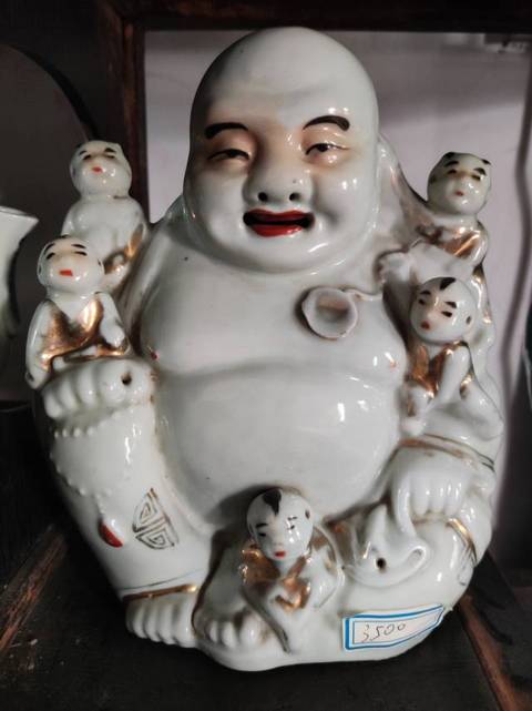 古玩陶瓷五子彌勒佛朔像真品鑒賞圖