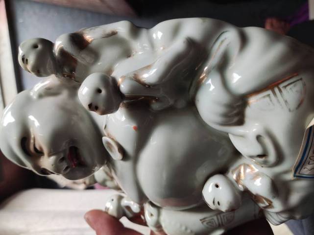 古玩陶瓷五子彌勒佛朔像真品鑒賞圖