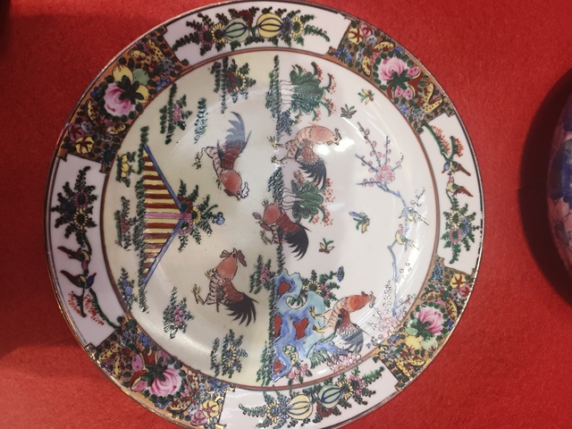 古玩陶瓷廣彩官上加官盤真品鑒賞圖