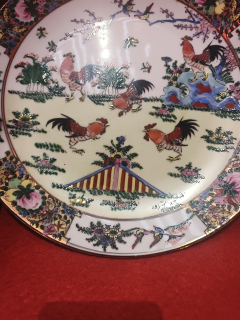 古玩陶瓷廣彩官上加官盤真品鑒賞圖