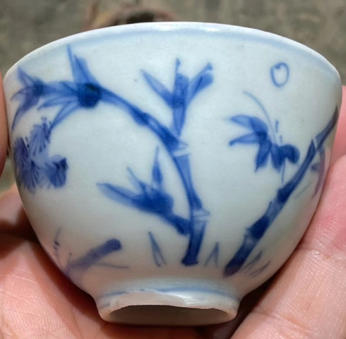 古玩陶瓷青花歲寒三友杯真品鑒賞圖