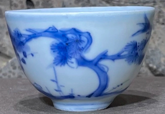 古玩陶瓷青花歲寒三友杯真品鑒賞圖