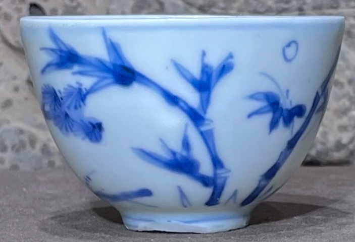 古玩陶瓷青花歲寒三友杯真品鑒賞圖