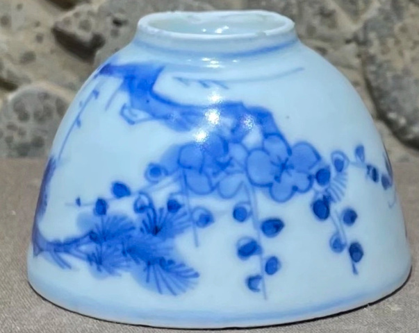 古玩陶瓷青花歲寒三友杯真品鑒賞圖