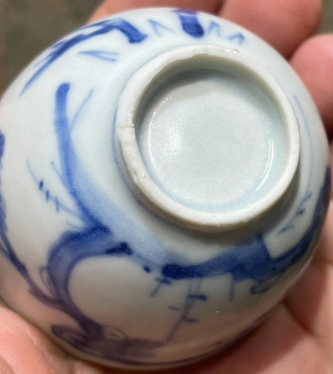 古玩陶瓷青花歲寒三友杯真品鑒賞圖