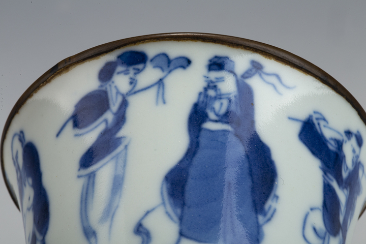 古玩陶瓷清晚·青花八仙人物紋杯一對真品鑒賞圖