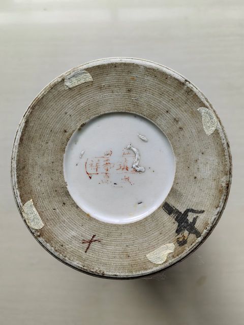 古玩陶瓷民國(guó)粉彩人物故事帽筒真品鑒賞圖