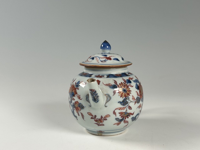 古玩陶瓷清康熙·青花礬紅描金花卉紋壺真品鑒賞圖