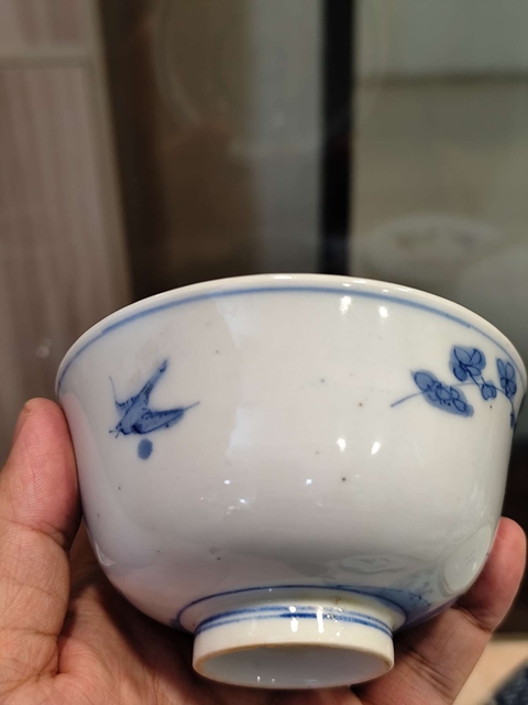 古玩陶瓷花鳥紋青花碗真品鑒賞圖