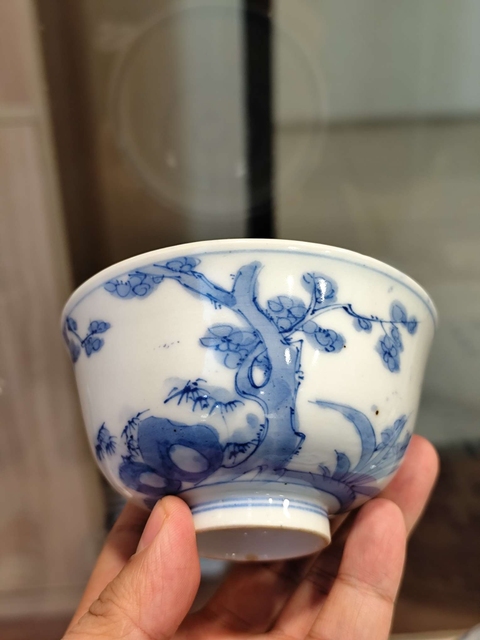 古玩陶瓷花鳥紋青花碗真品鑒賞圖