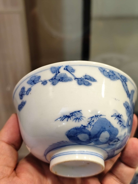 古玩陶瓷花鳥紋青花碗真品鑒賞圖