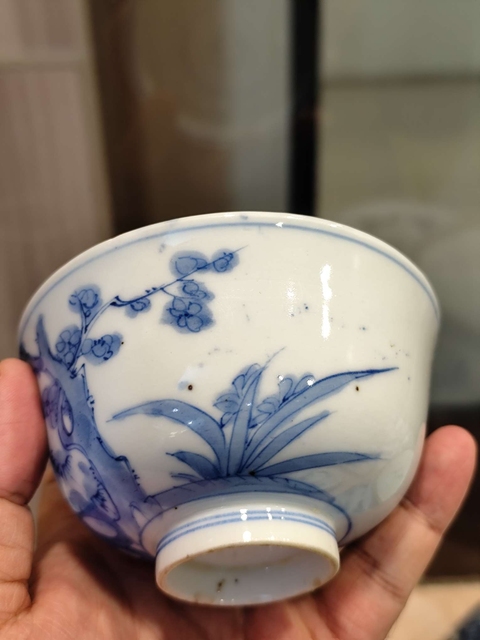 古玩陶瓷花鳥紋青花碗真品鑒賞圖
