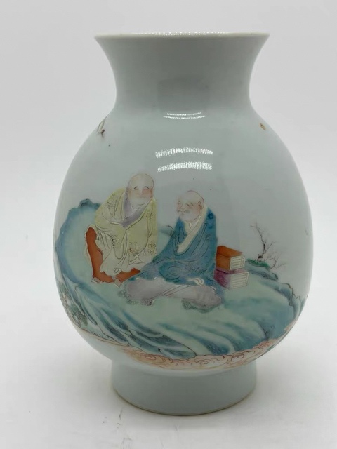 古玩陶瓷民國細路粉彩人物魚簍尊拍賣,當前價格6500元