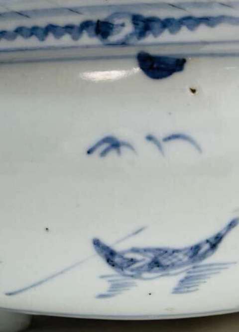 古玩陶瓷人物山水紋青花香爐真品鑒賞圖