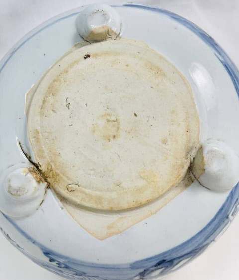 古玩陶瓷人物山水紋青花香爐真品鑒賞圖