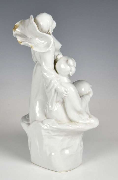 古玩陶瓷民國和合二仙塑像真品鑒賞圖