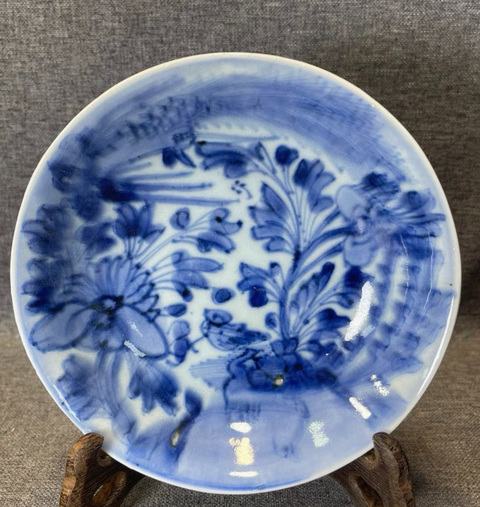 古玩陶瓷清早期青花盤(pán)真品鑒賞圖