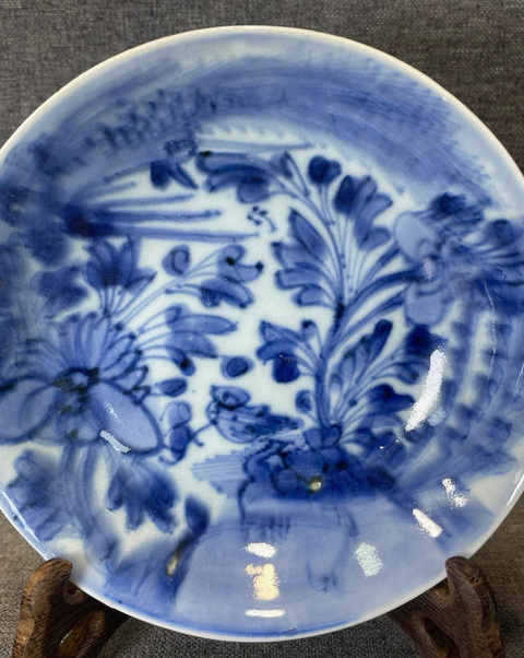 古玩陶瓷清早期青花盤(pán)真品鑒賞圖