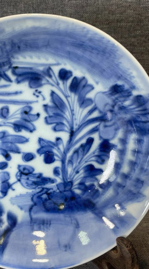 古玩陶瓷清早期青花盤(pán)真品鑒賞圖