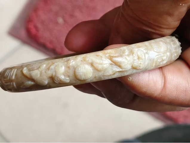 古玩玉器和田玉雕“福壽手鐲”真品鑒賞圖