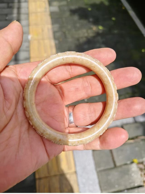 古玩玉器和田玉雕“福壽手鐲”真品鑒賞圖