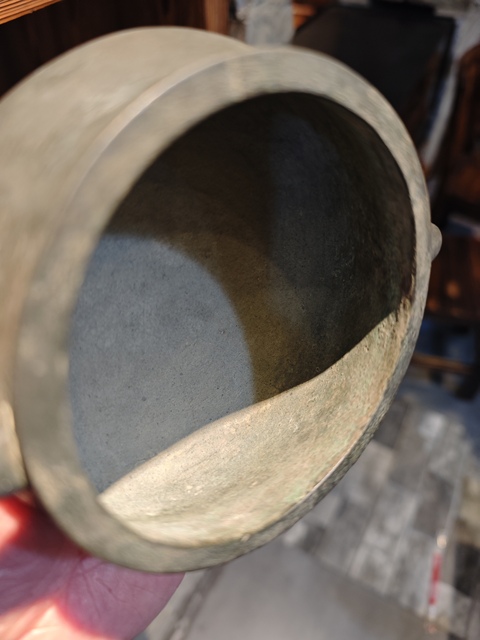 古玩銅器清中期蚰龍耳簋式爐 宣德爐 銅爐真品鑒賞圖