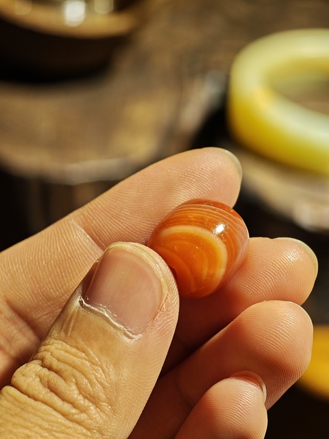 古玩玉器老瑪瑙珠真品鑒賞圖