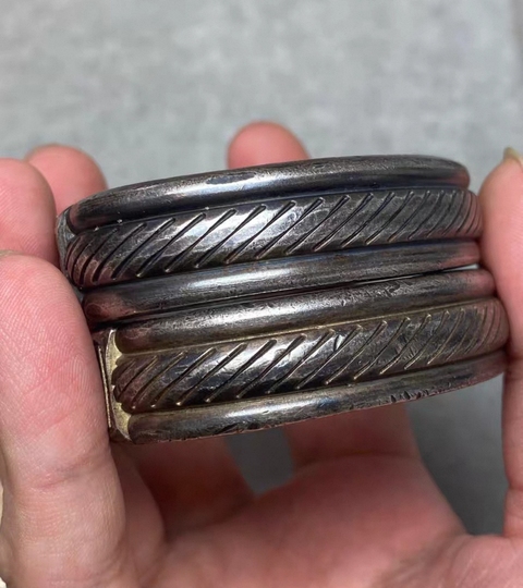 古玩雜項銀質老手鐲真品鑒賞圖