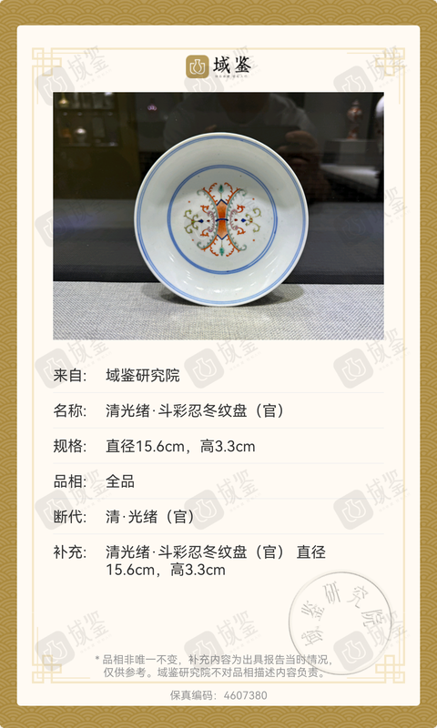 古玩陶瓷斗彩忍冬紋花卉盤拍賣，當前價格23328元