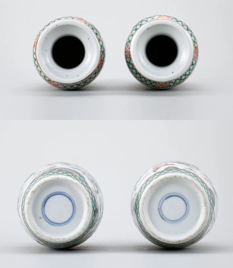 古玩陶瓷粉彩刀馬人物夔耳洗口瓶真品鑒賞圖