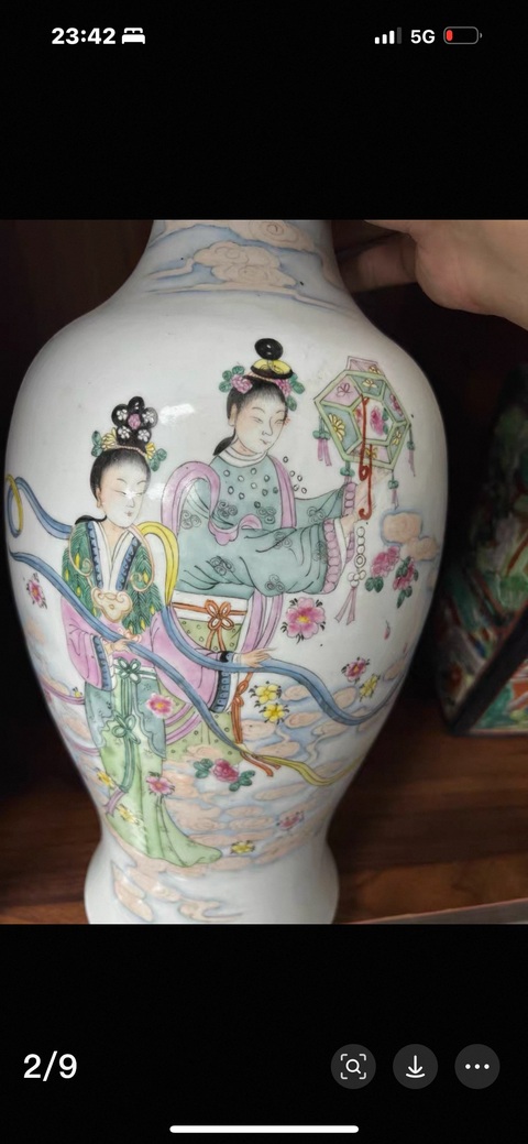 古玩陶瓷天女散花粉彩觀音瓶真品鑒賞圖