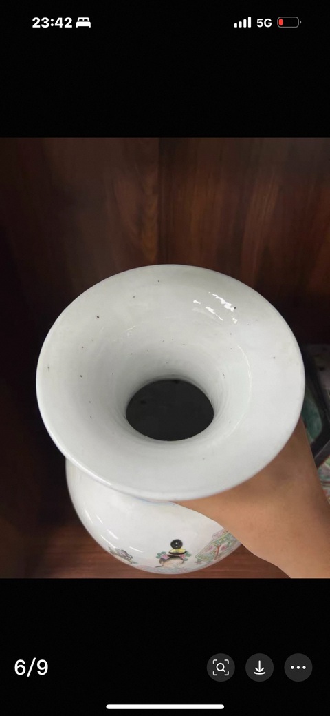 古玩陶瓷天女散花粉彩觀音瓶真品鑒賞圖