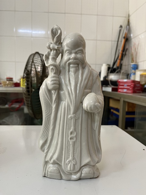 古玩陶瓷民國白釉壽星塑像拍賣，當前價格1500元