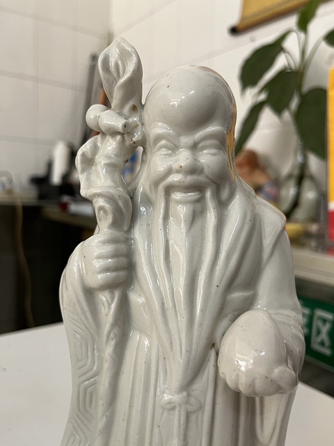 古玩陶瓷民國白釉壽星塑像拍賣，當前價格1500元
