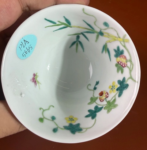 古玩陶瓷粉彩癩瓜茶碗，注意品相真品鑒賞圖