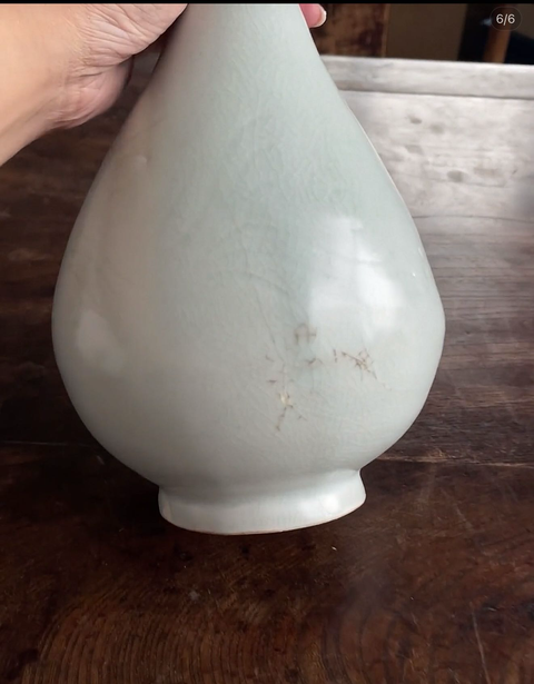 古玩陶瓷初看元代青白釉刻花玉壺春瓶真品鑒賞圖