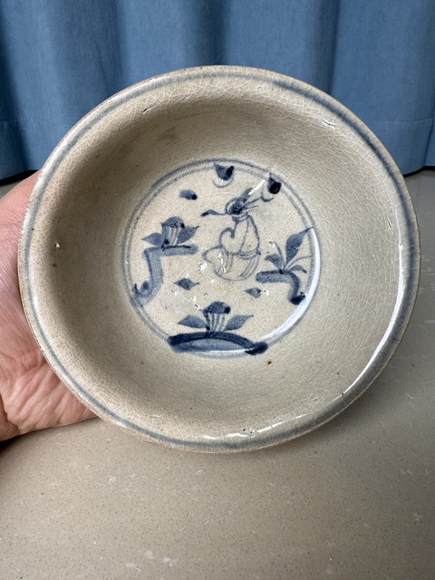 古玩陶瓷青花高士圖撇口碗真品鑒賞圖