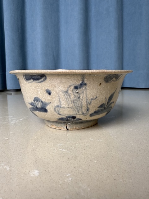 古玩陶瓷青花高士圖撇口碗真品鑒賞圖