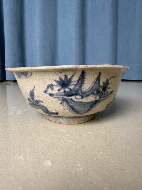 古玩陶瓷青花高士圖撇口碗真品鑒賞圖