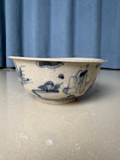 古玩陶瓷青花高士圖撇口碗真品鑒賞圖