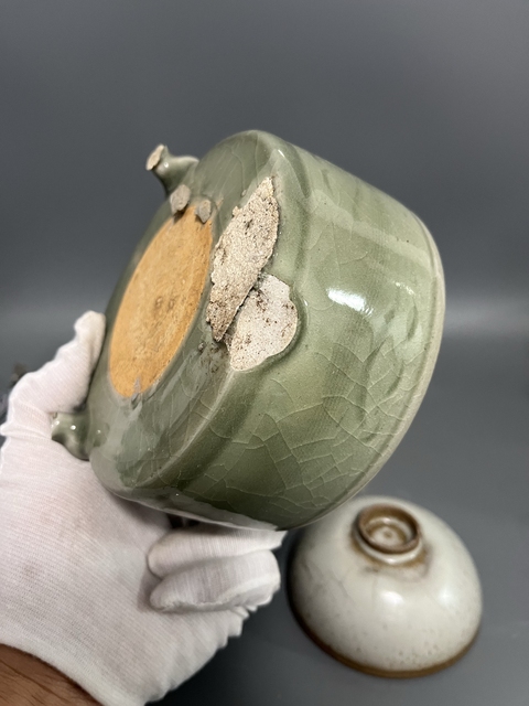 古玩陶瓷清倉放漏龍泉青釉三足爐一組4件拍賣，當前價格369元