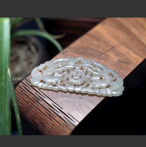 古玩玉器和田玉雙鳳牌真品鑒賞圖