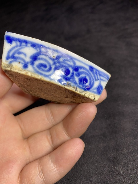 古玩陶瓷清道光花卉紋青花筆插拍賣，當前價格500元