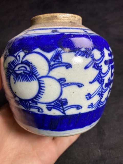 古玩陶瓷清道光纏枝花囍字紋青花罐拍賣，當前價格298元