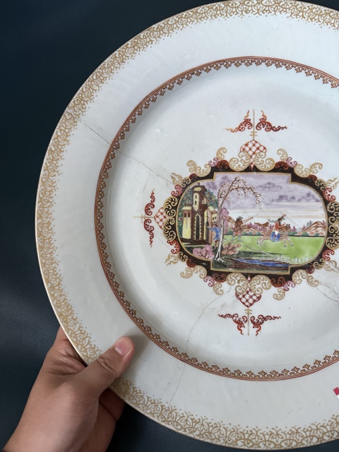 古玩陶瓷清·乾隆廣彩西洋人物超大盤，37.5cm拍賣，當(dāng)前價格1500元