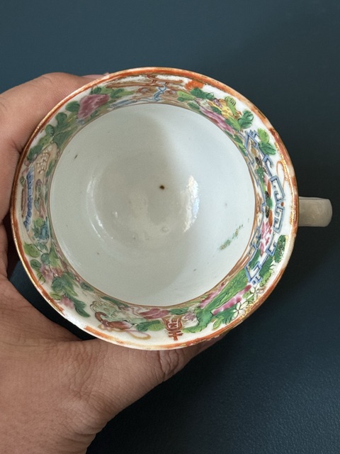 古玩陶瓷清·道光人物故事撇口廣彩執杯拍賣，當前價格1280元