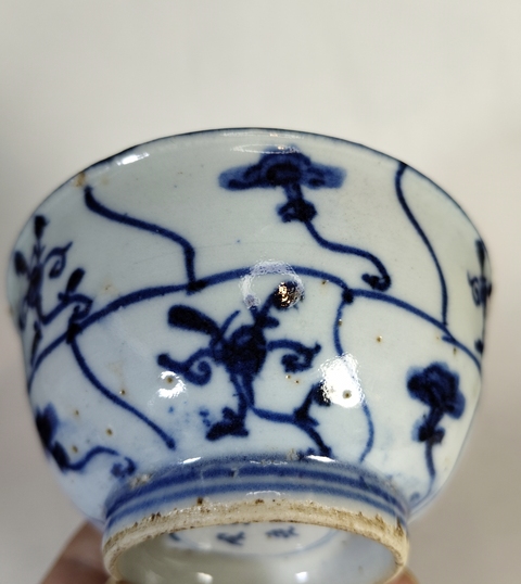 古玩陶瓷清雍正-青花靈芝花卉紋茶碗拍賣，當(dāng)前價(jià)格999元