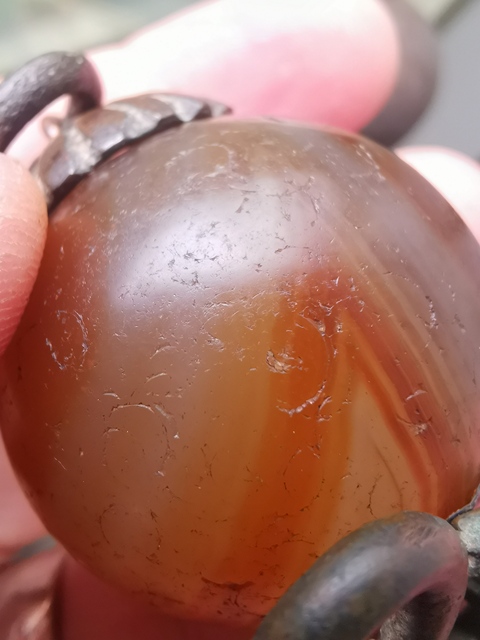 古玩雜項瑪瑙珠真品鑒賞圖