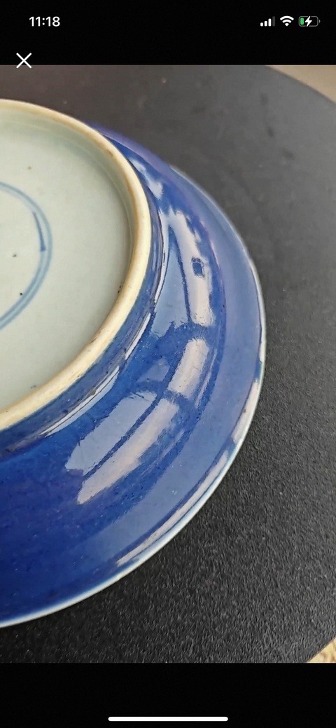 古玩陶瓷祭蘭釉青花臥盤真品鑒賞圖