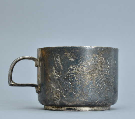 古玩雜項民國至創匯鍍銀杯真品鑒賞圖